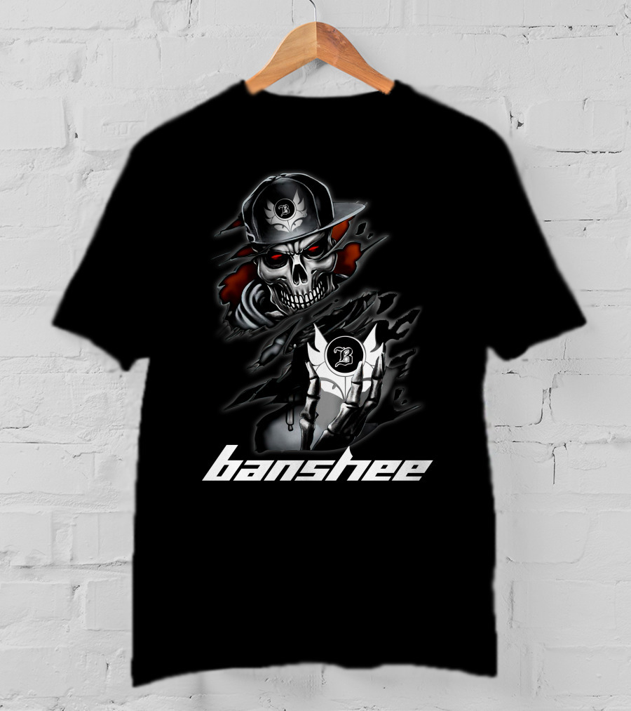 Banshee Skull With Hat And Letter B Motif T-Shirt