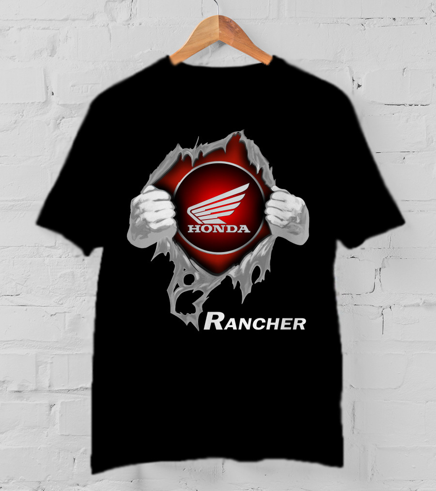 Honda Rancher Motorcycle Logo With Ripping Effect T-Shirt