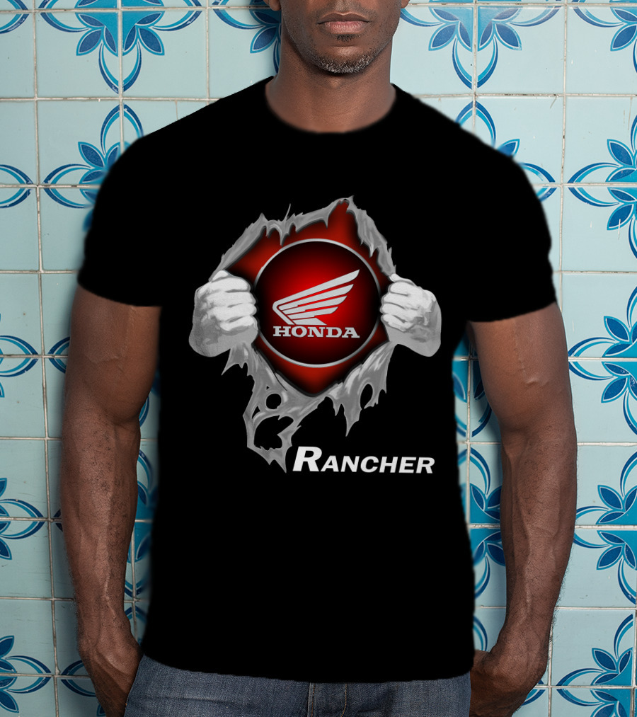 Honda Rancher Motorcycle Logo With Ripping Effect T-Shirt