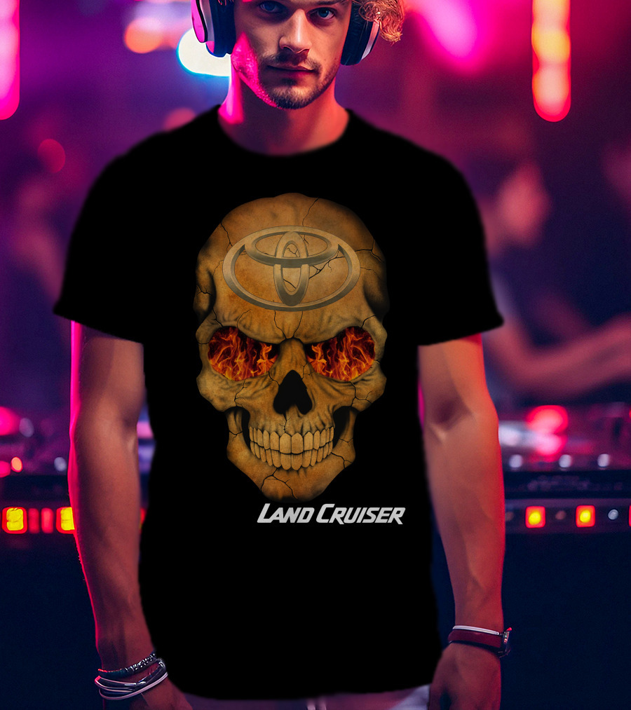 Toyota Land Cruiser Fiery Skull T-Shirt