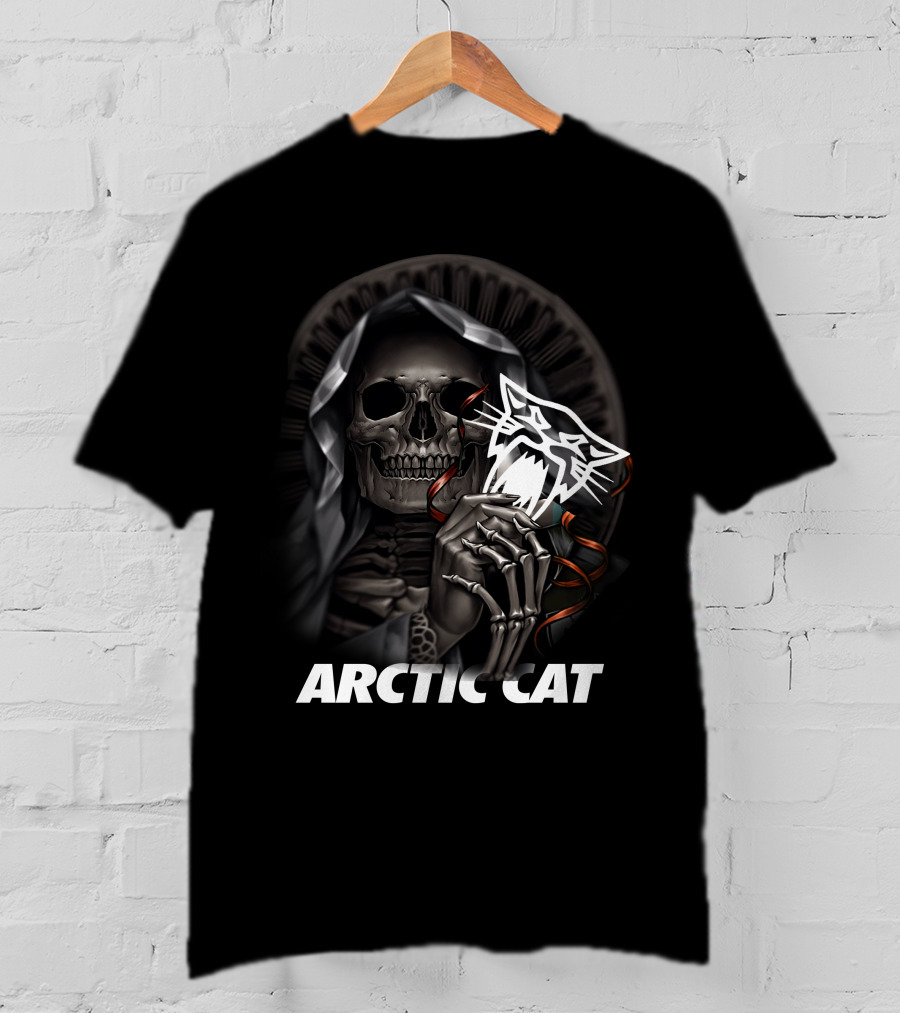 Arctic Cat Skeleton Reaper With Hood T-Shirt