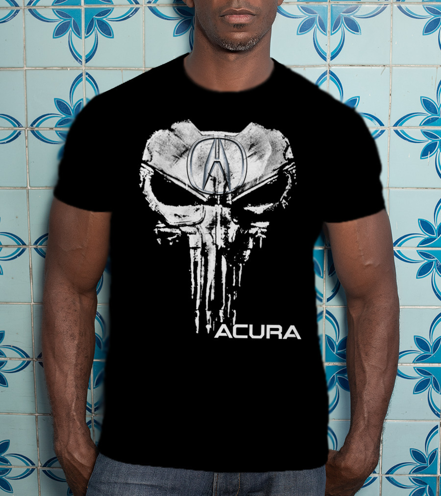 Acura Logo Skull Punisher Style T-Shirt