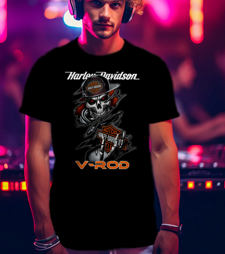 Harley Davidson Motorcycle V-Rod Skull T-Shirt