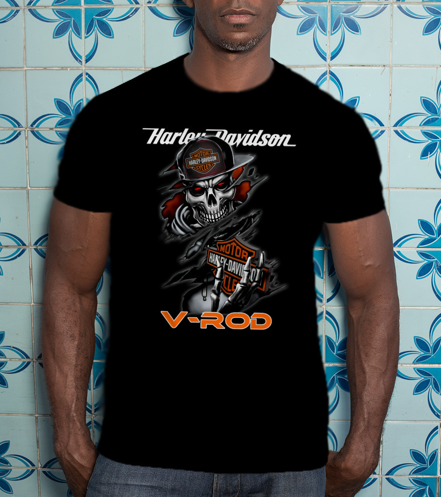 Harley Davidson Motorcycle V-Rod Skull T-Shirt