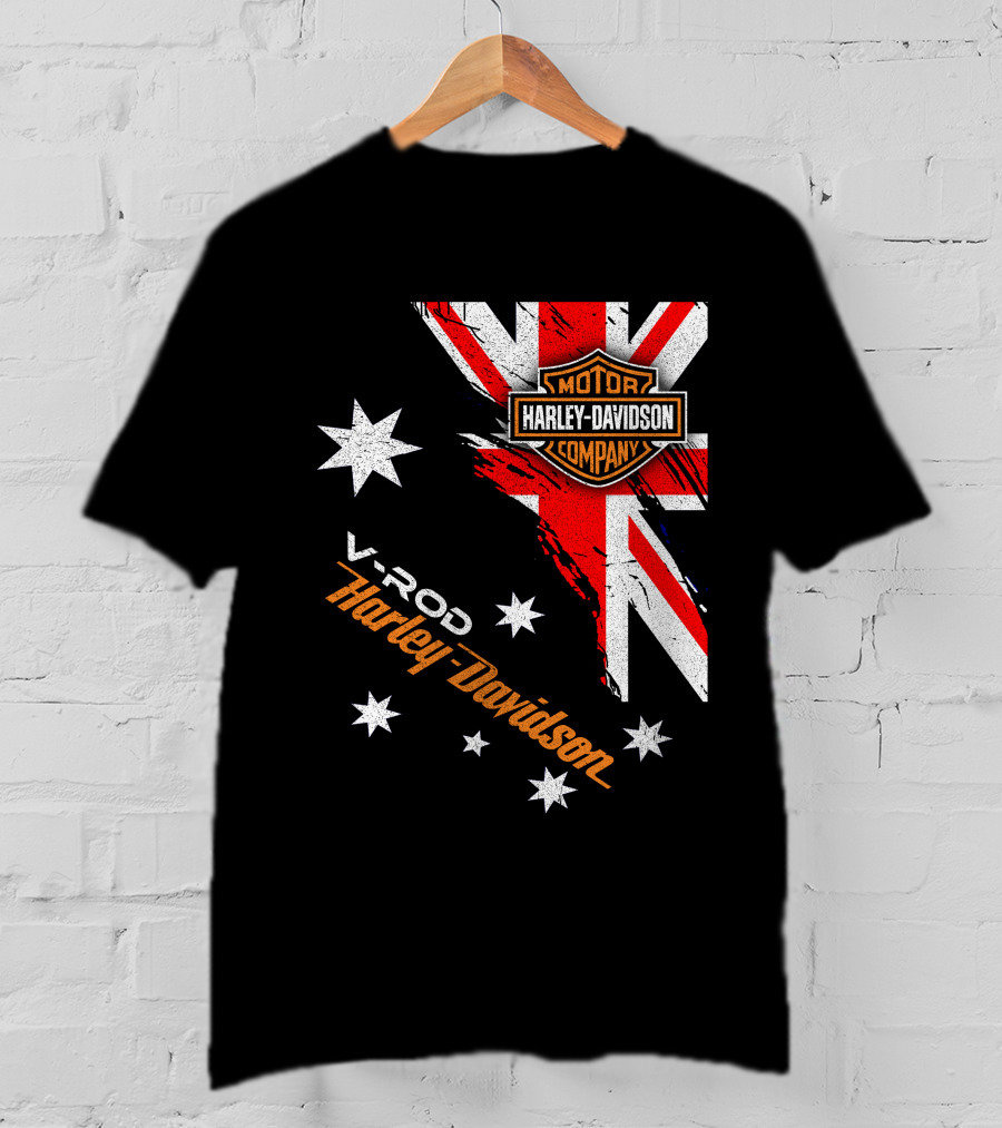 V-Rod Harley Davidson Motor Company Uk Flag Stars T-Shirt