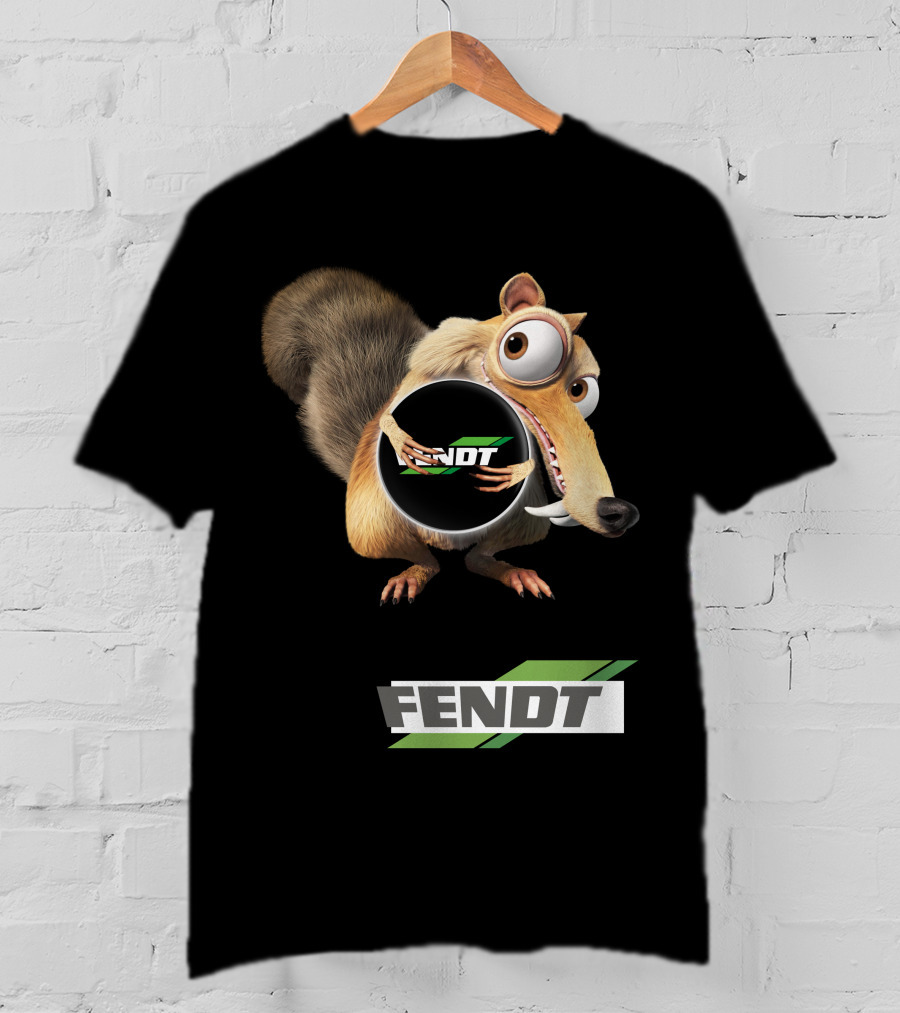Fendt Tractor Logo With Ice Age Scrat Holding Acorn T-Shirt