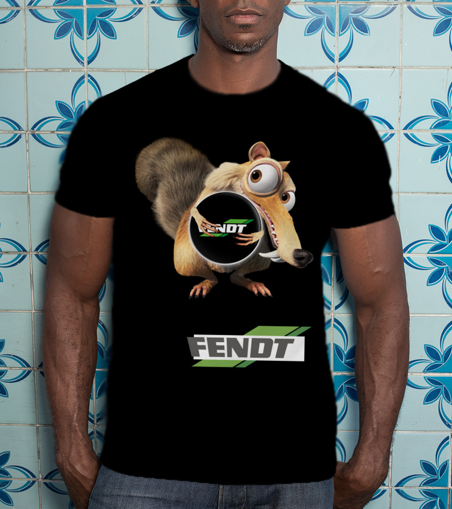 Fendt Tractor Logo With Ice Age Scrat Holding Acorn T-Shirt
