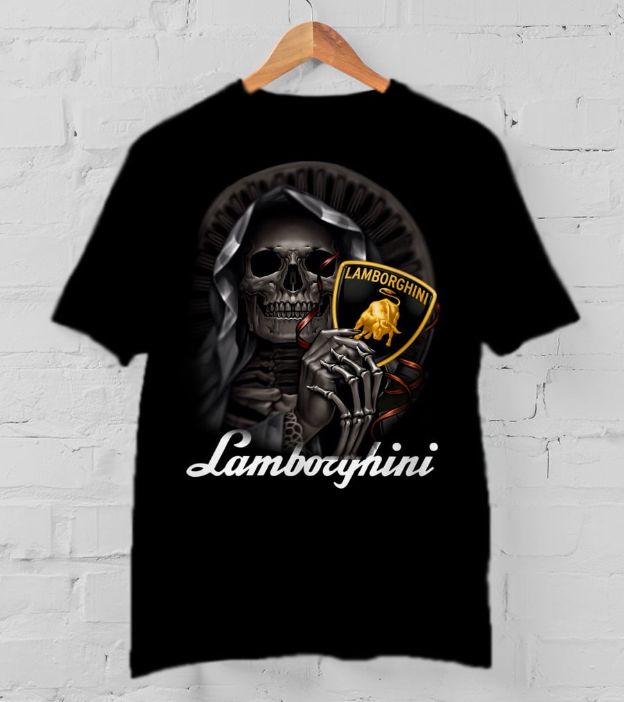 Lamborghini Skeleton Holding Shield T-Shirt