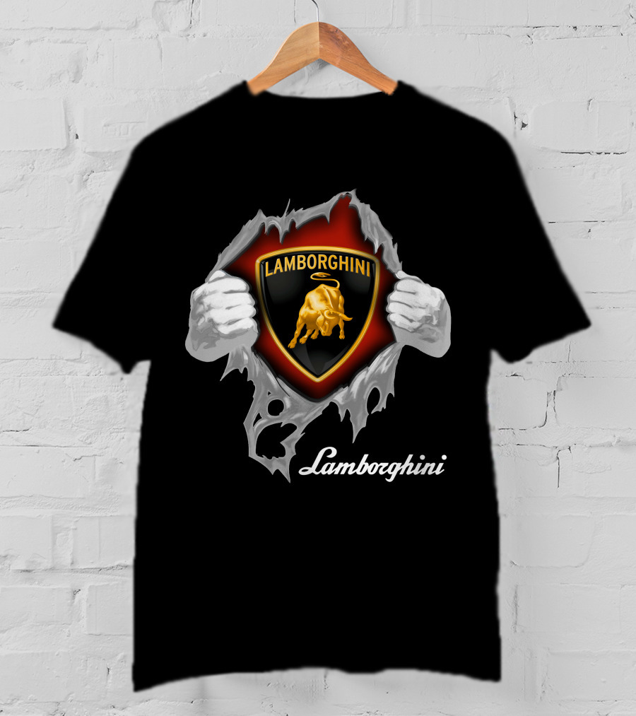 Lamborghini Bull Logo With Torn Effect And Hands T-Shirt