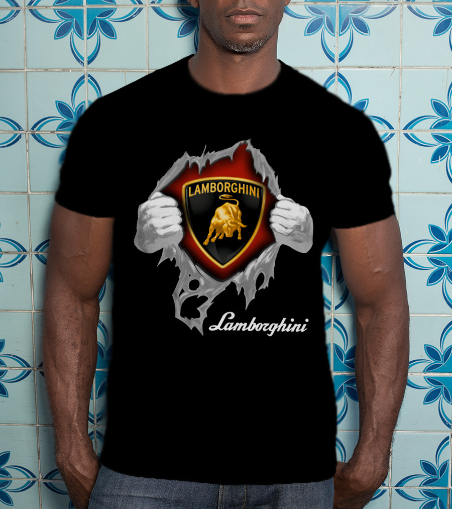 Lamborghini Bull Logo With Torn Effect And Hands T-Shirt