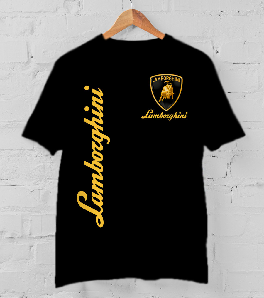 Lamborghini Bull Logo Black And Gold T-Shirt