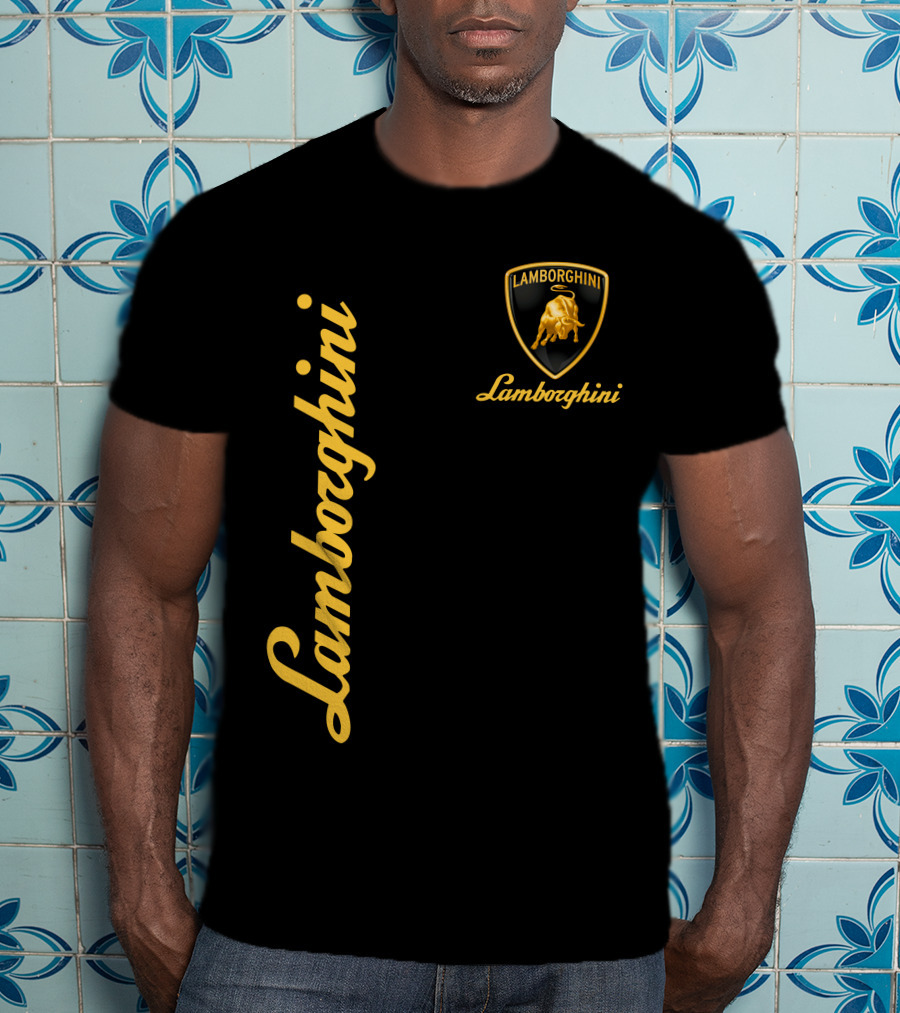 Lamborghini Bull Logo Black And Gold T-Shirt