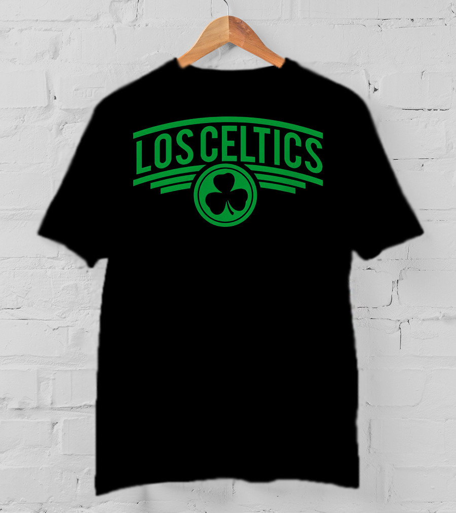 Los Celtics Shamrock Logo Green Text T-Shirt