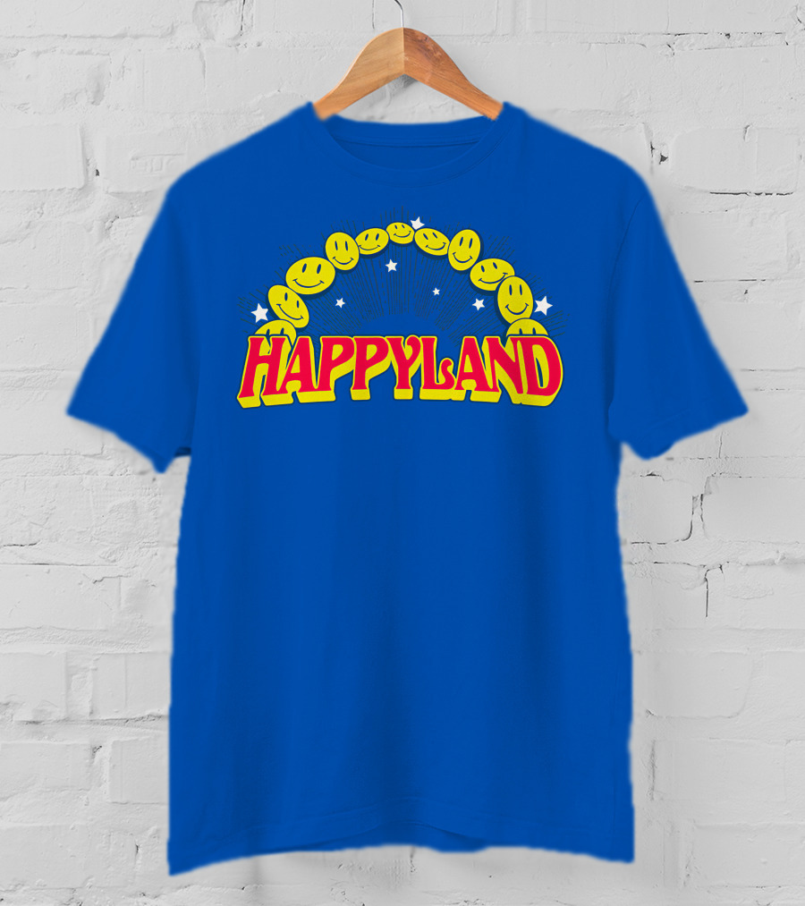 HAPPYLAND Slowthai Merch Smiley Faces And Stars T-Shirt