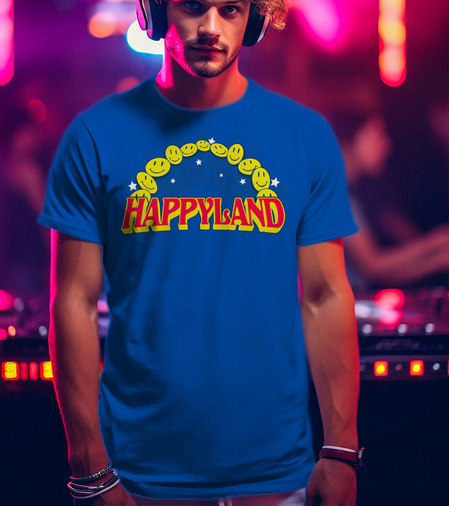 HAPPYLAND Slowthai Merch Smiley Faces And Stars T-Shirt