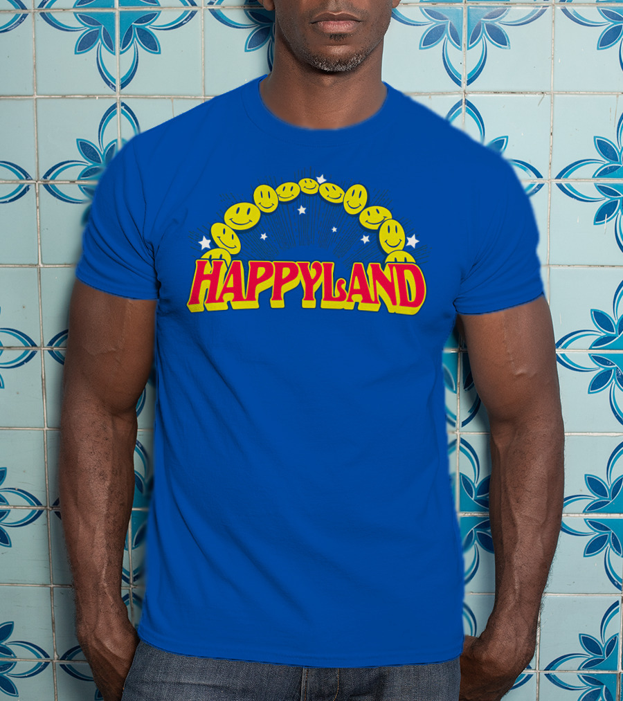 HAPPYLAND Slowthai Merch Smiley Faces And Stars T-Shirt