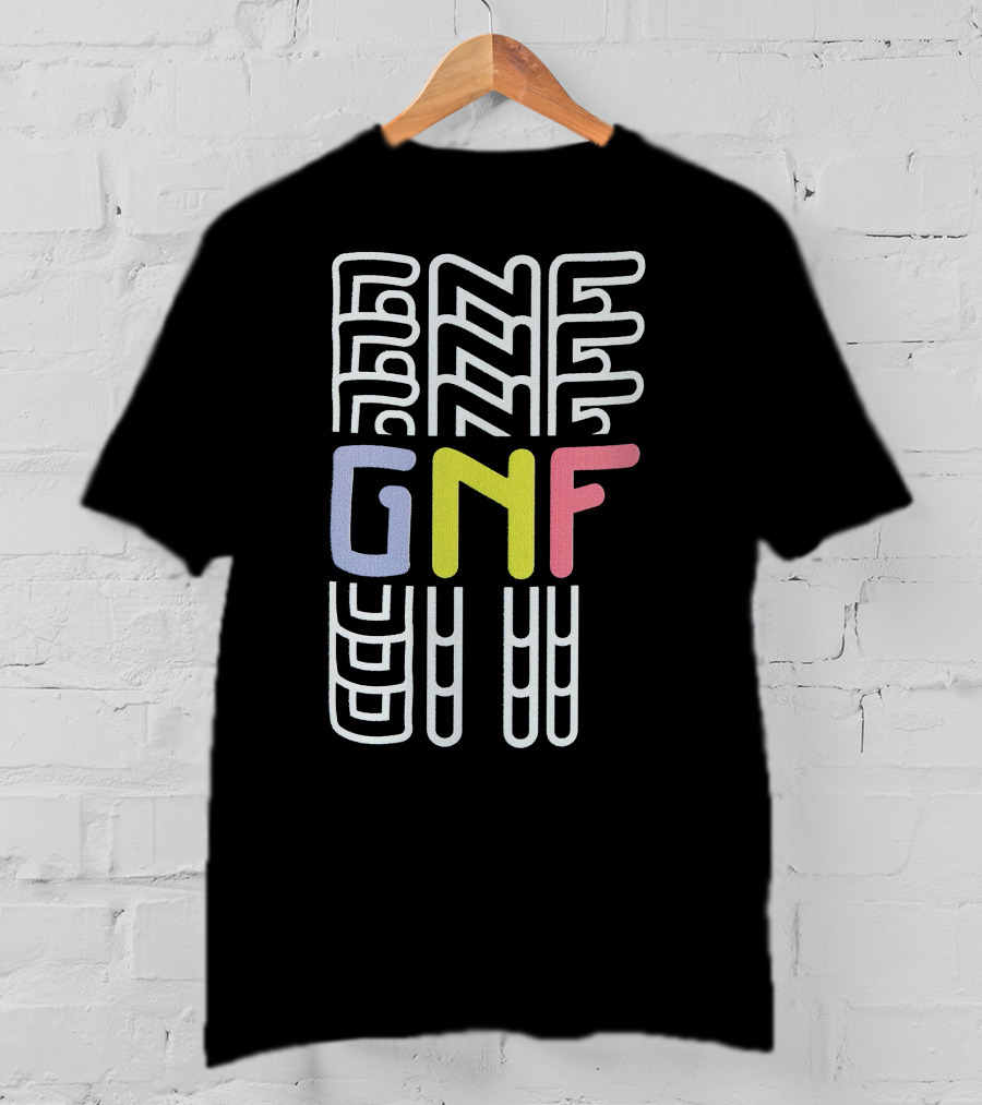 GNF Multicolor Block Letters With Abstract Vertical Lines T-Shirt