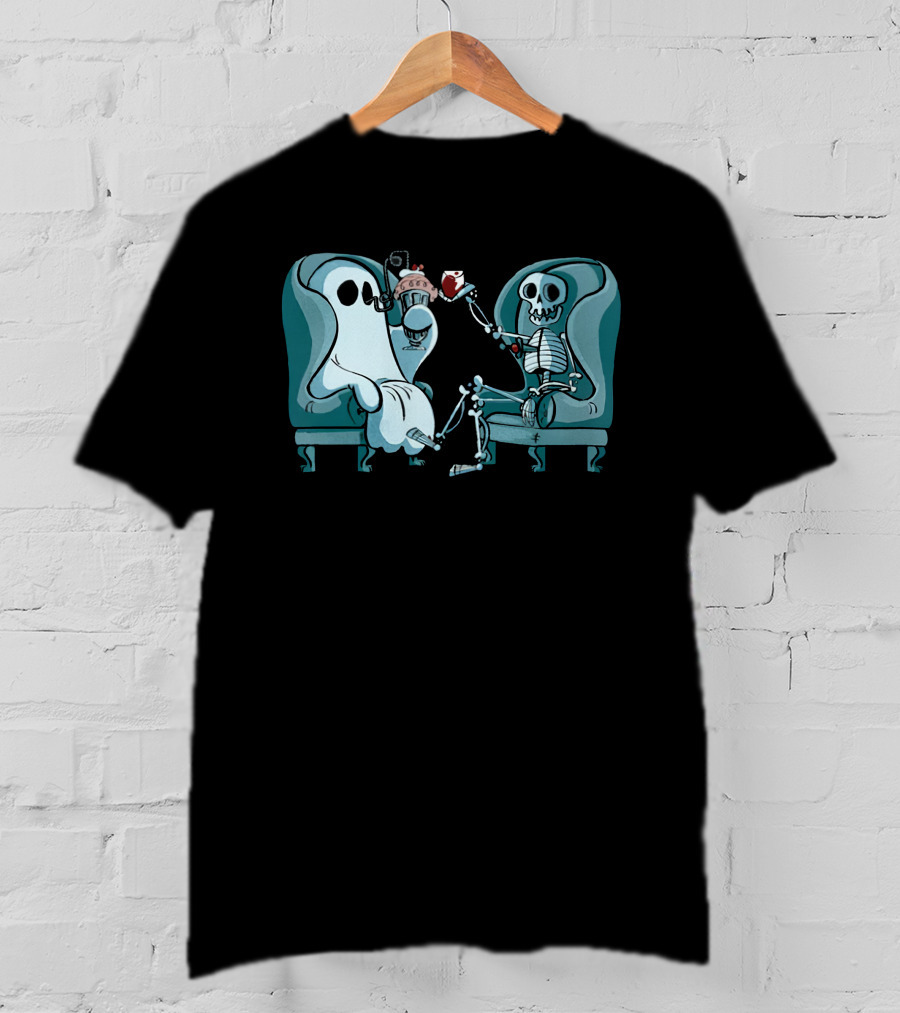 Ghost And Skeleton Cozy Tea Party Atwwd Merch T-Shirt