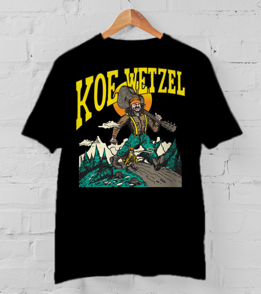 KOE WETZEL Mountain Hiker With Guitar And Sun Motif T-Shirt