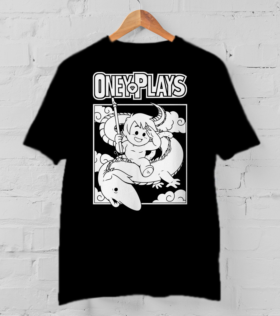 OneyPlays Cartoon Character Riding A Dragon With Spear T-Shirt