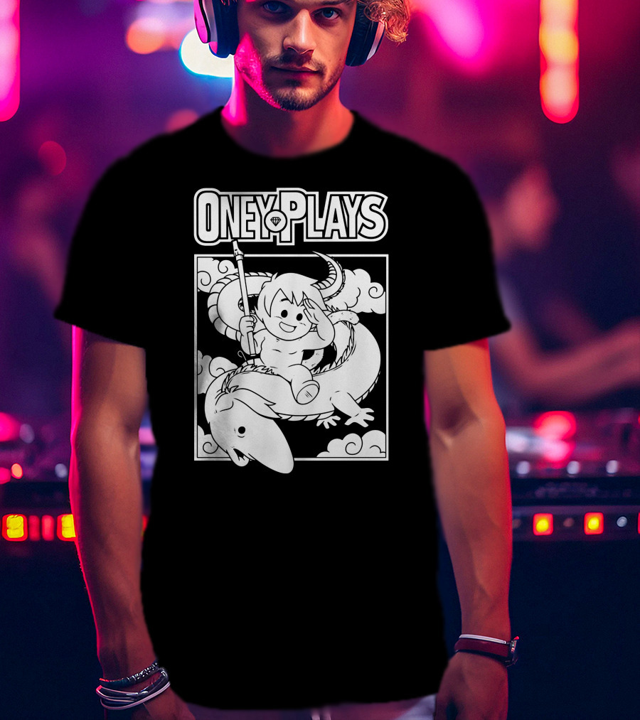 OneyPlays Cartoon Character Riding A Dragon With Spear T-Shirt