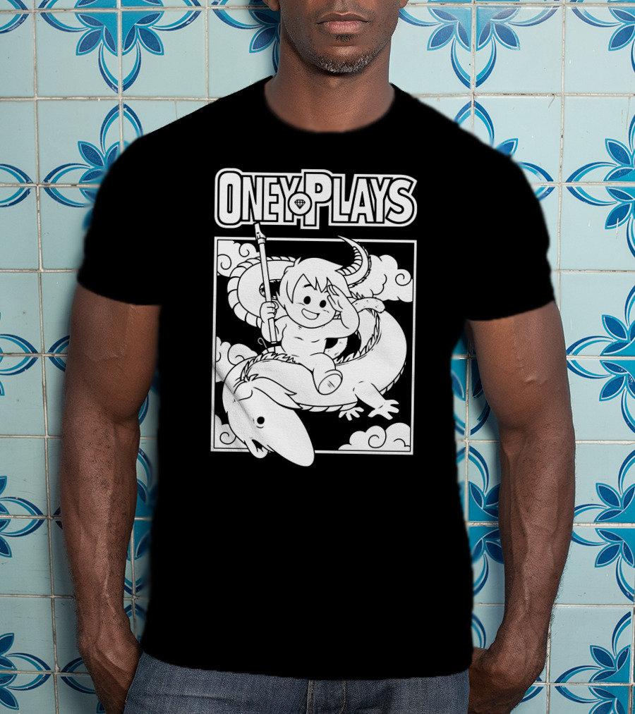 OneyPlays Cartoon Character Riding A Dragon With Spear T-Shirt
