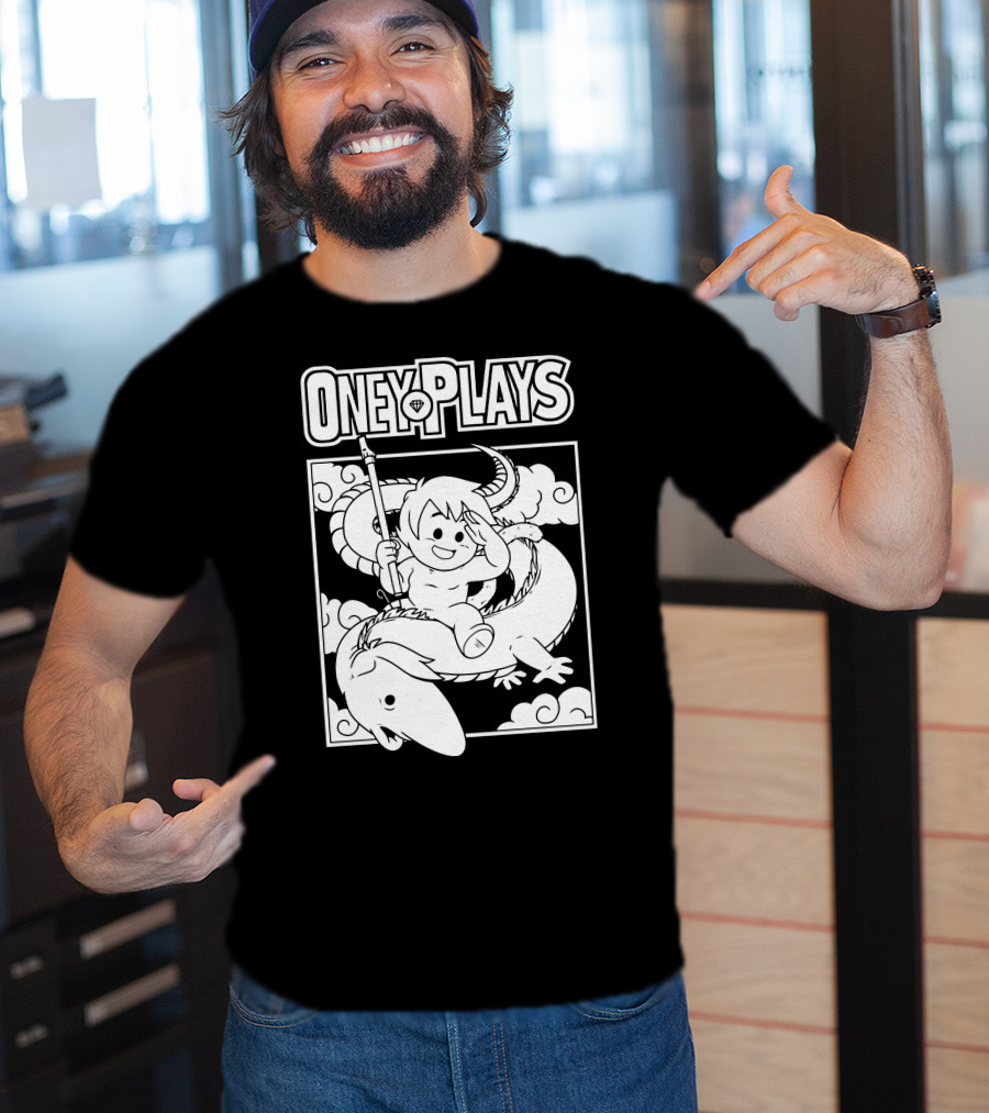 OneyPlays Cartoon Character Riding A Dragon With Spear T-Shirt