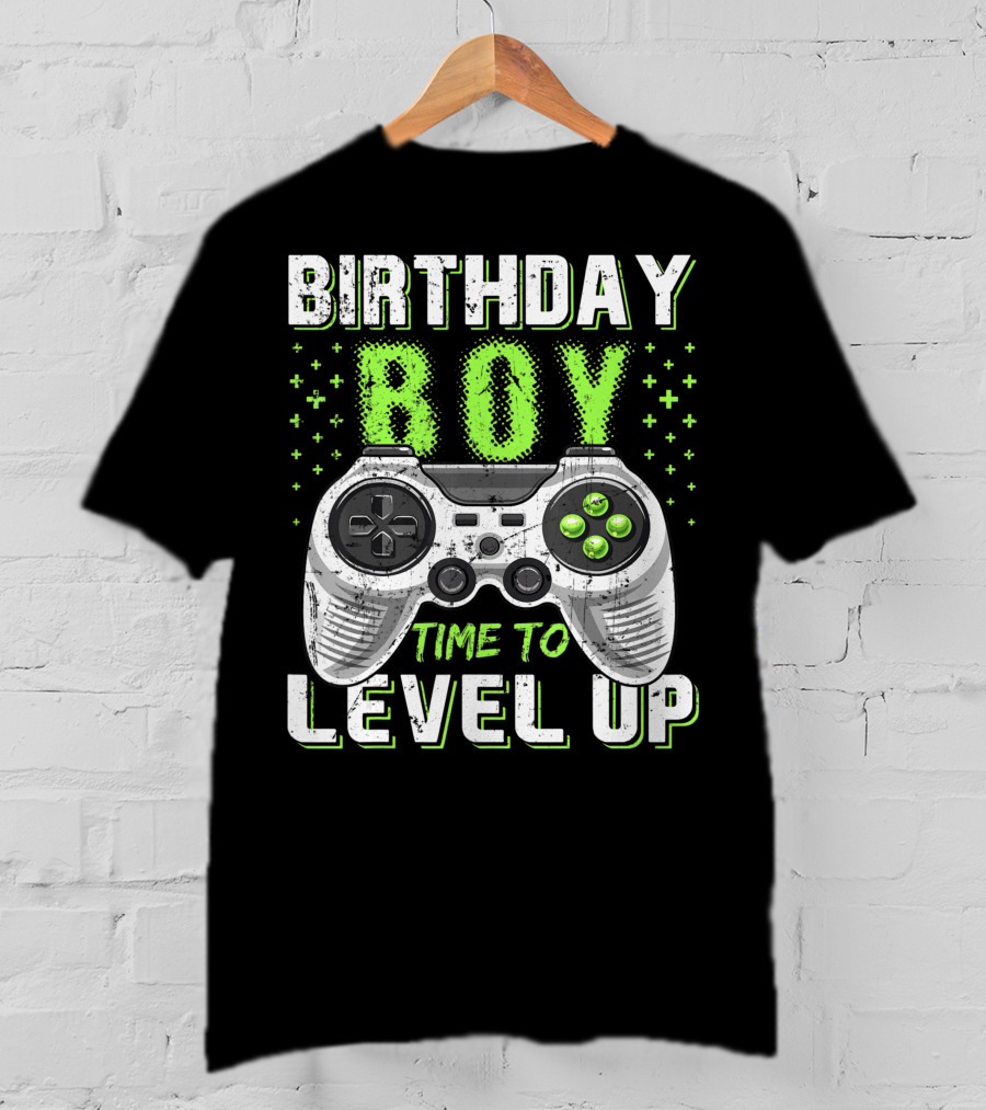 Birthday Boy Time To Level Up Video Game Controller Birthday T-Shirt