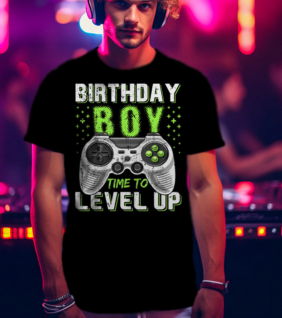 Birthday Boy Time To Level Up Video Game Controller Birthday T-Shirt