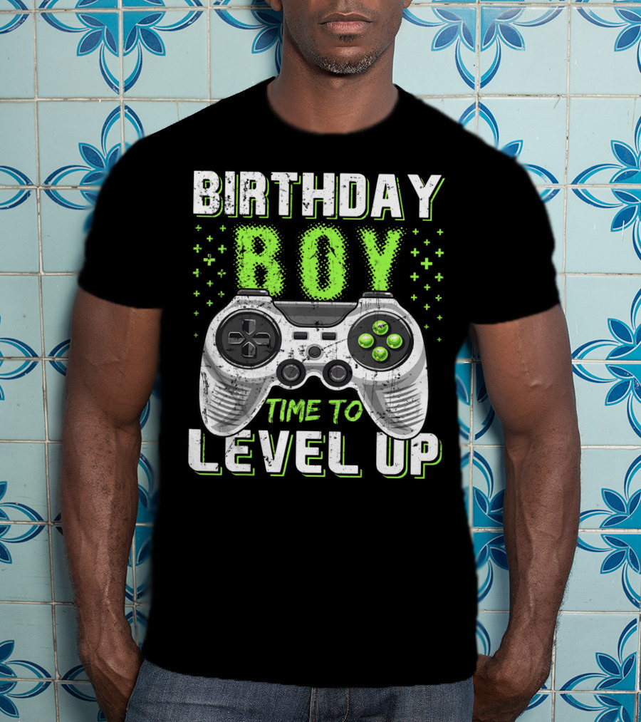 Birthday Boy Time To Level Up Video Game Controller Birthday T-Shirt