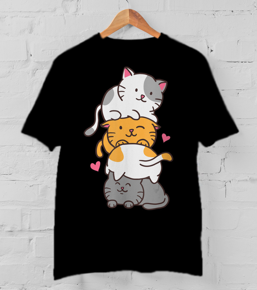 Cat Cats Cute Kitty Pile Kawaii Neko Anime T-Shirt