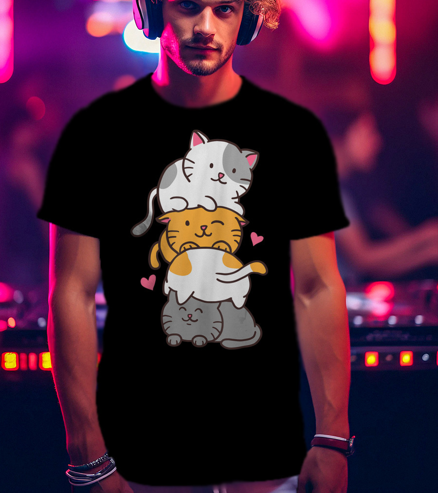 Cat Cats Cute Kitty Pile Kawaii Neko Anime T-Shirt