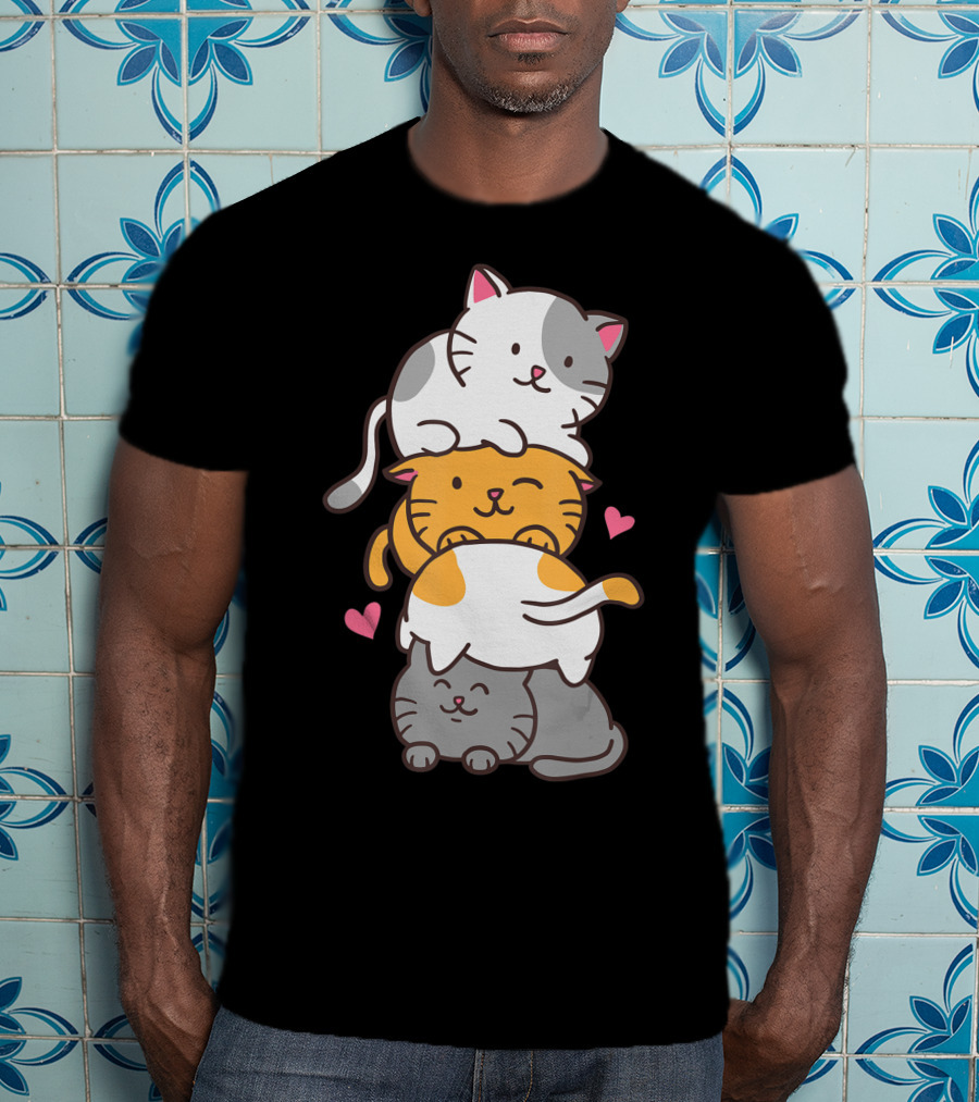 Cat Cats Cute Kitty Pile Kawaii Neko Anime T-Shirt
