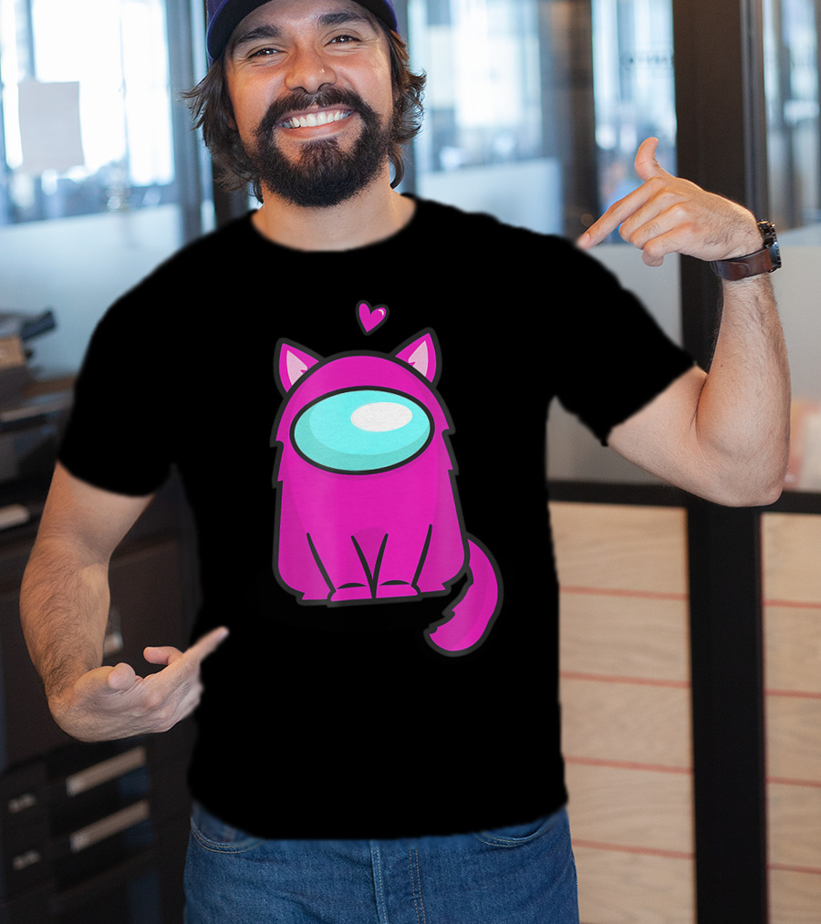 Cute Cat Astronaut Among Us Nerdy Girl Gamer T-Shirt