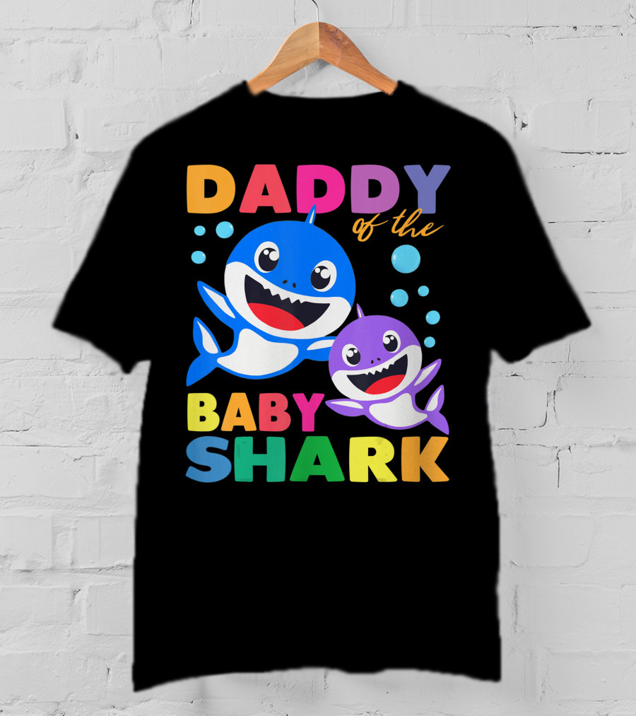 Daddy Of The Baby Shark Birthday Boy Girl Kids Daddy Shark T-Shirt