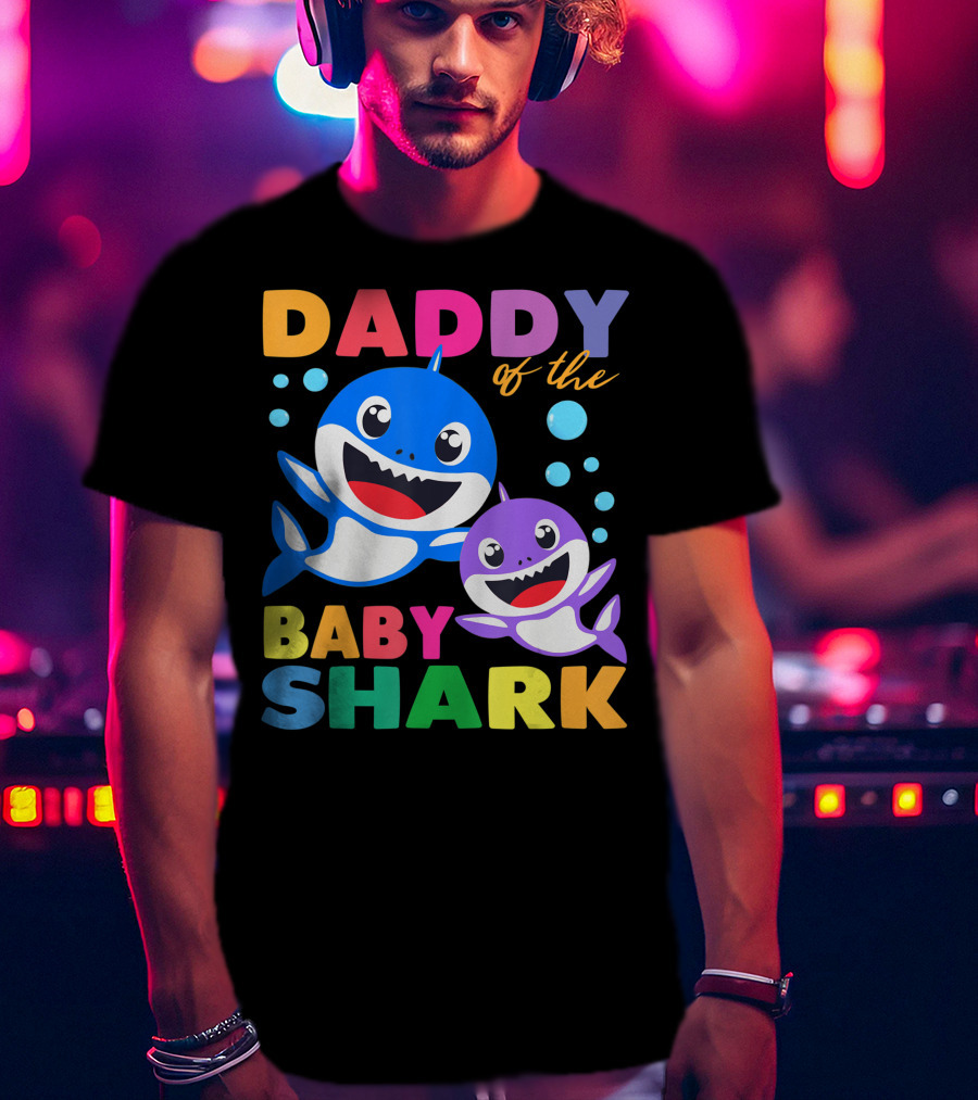 Daddy Of The Baby Shark Birthday Boy Girl Kids Daddy Shark T-Shirt