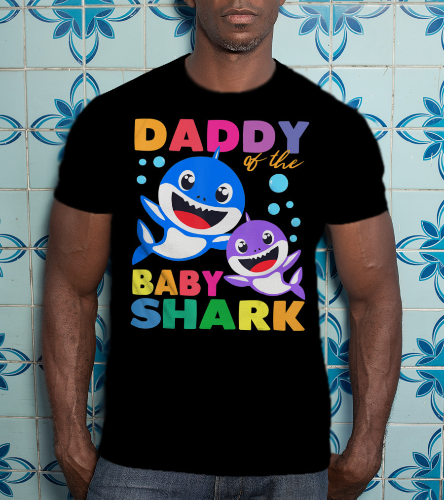 Daddy Of The Baby Shark Birthday Boy Girl Kids Daddy Shark T-Shirt