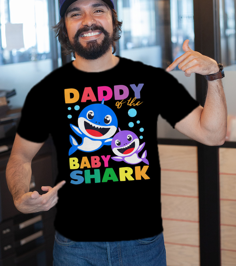 Daddy Of The Baby Shark Birthday Boy Girl Kids Daddy Shark T-Shirt