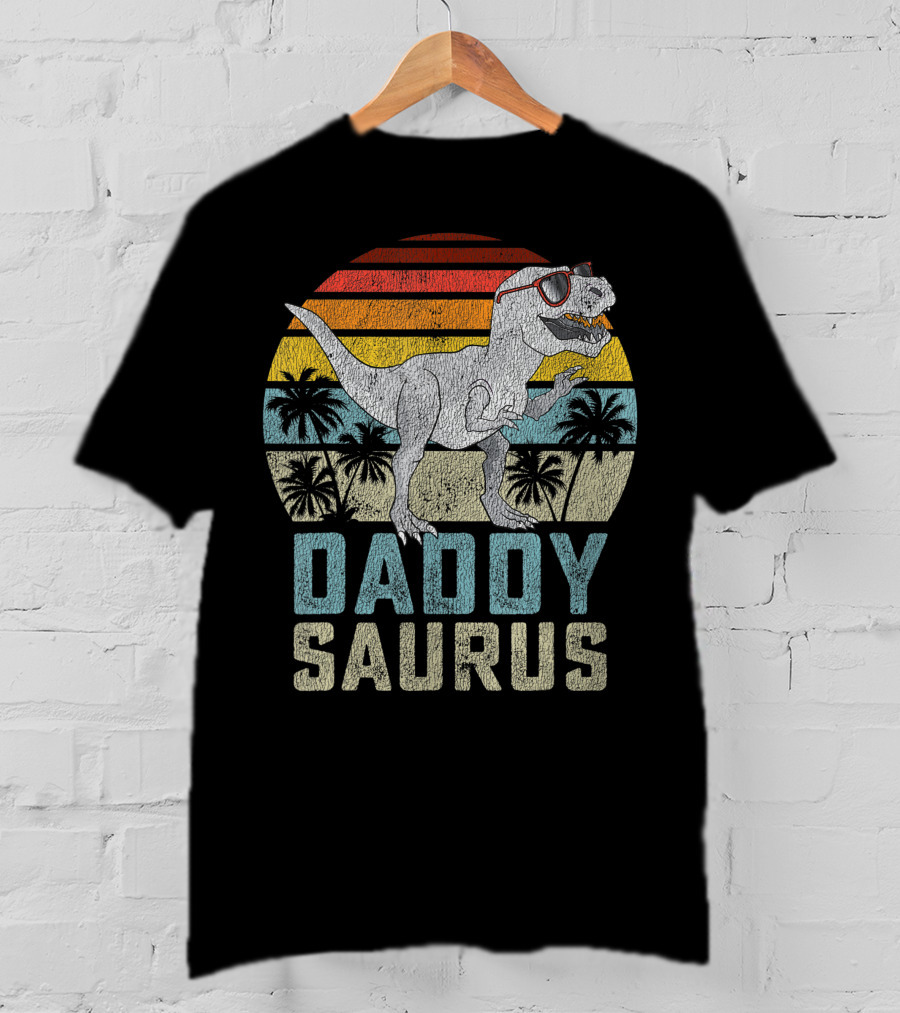 Daddysaurus Rex Dinosaur Daddy Saurus Retro Family Matching T-Shirt