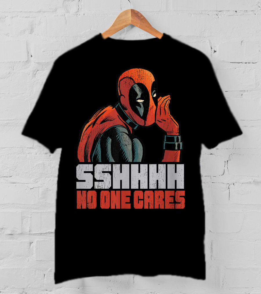 Marvel Deadpool Sshhhh No One Cares Whisper T-Shirt