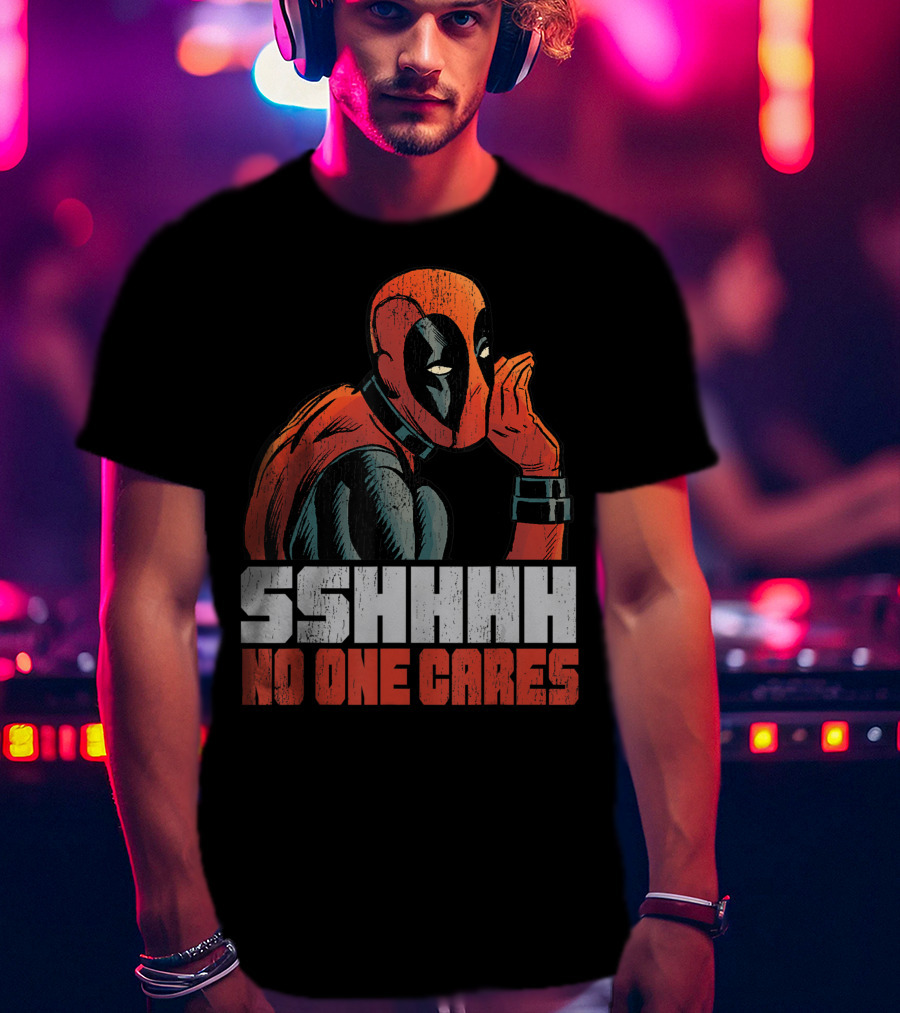 Marvel Deadpool Sshhhh No One Cares Whisper T-Shirt