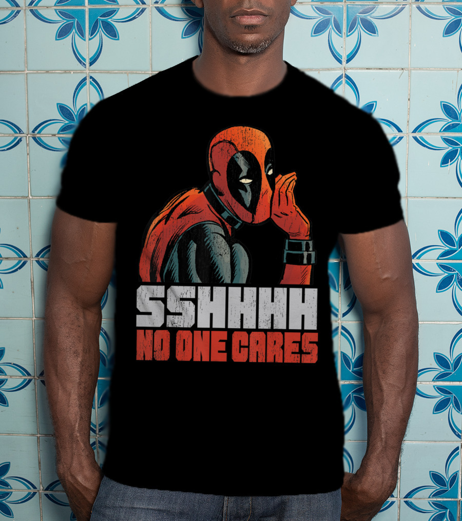 Marvel Deadpool Sshhhh No One Cares Whisper T-Shirt