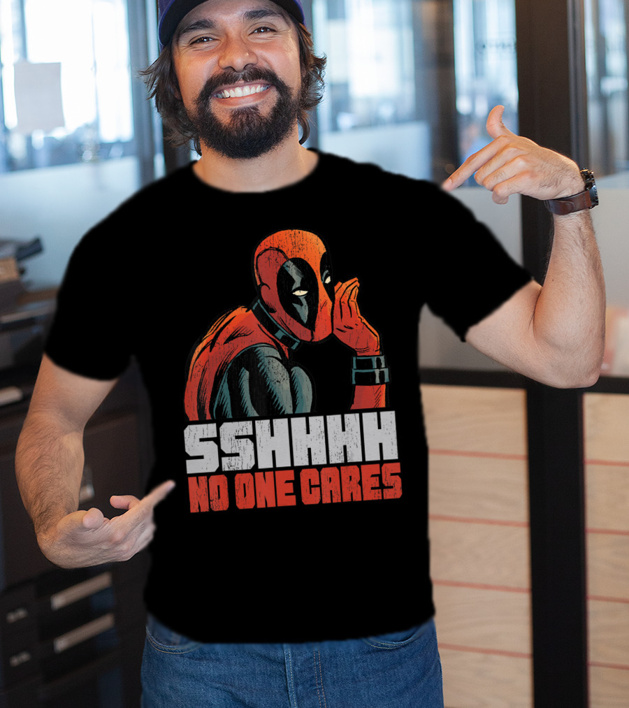 Marvel Deadpool Sshhhh No One Cares Whisper T-Shirt