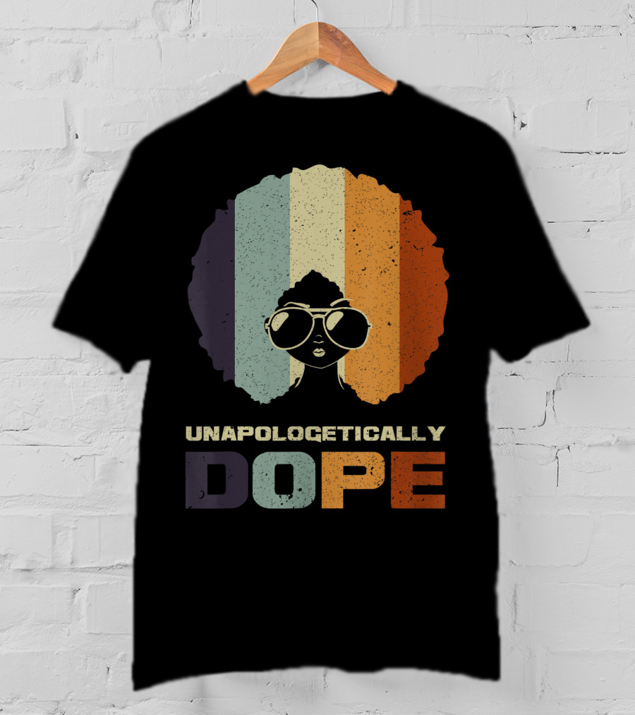Unapologetically Dope Afro Rainbow Stripes Sunglasses T-Shirt