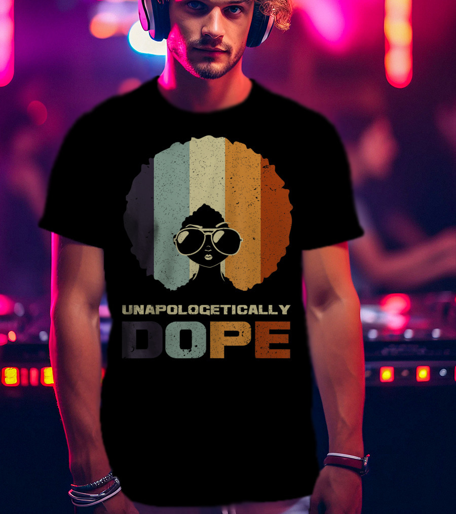 Unapologetically Dope Afro Rainbow Stripes Sunglasses T-Shirt