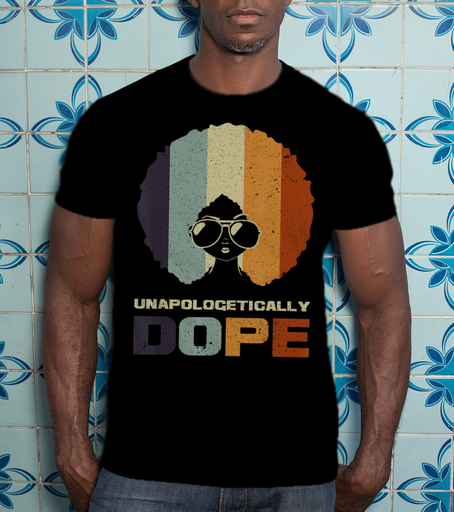 Unapologetically Dope Afro Rainbow Stripes Sunglasses T-Shirt