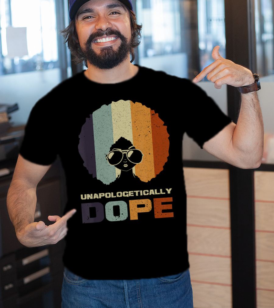 Unapologetically Dope Afro Rainbow Stripes Sunglasses T-Shirt