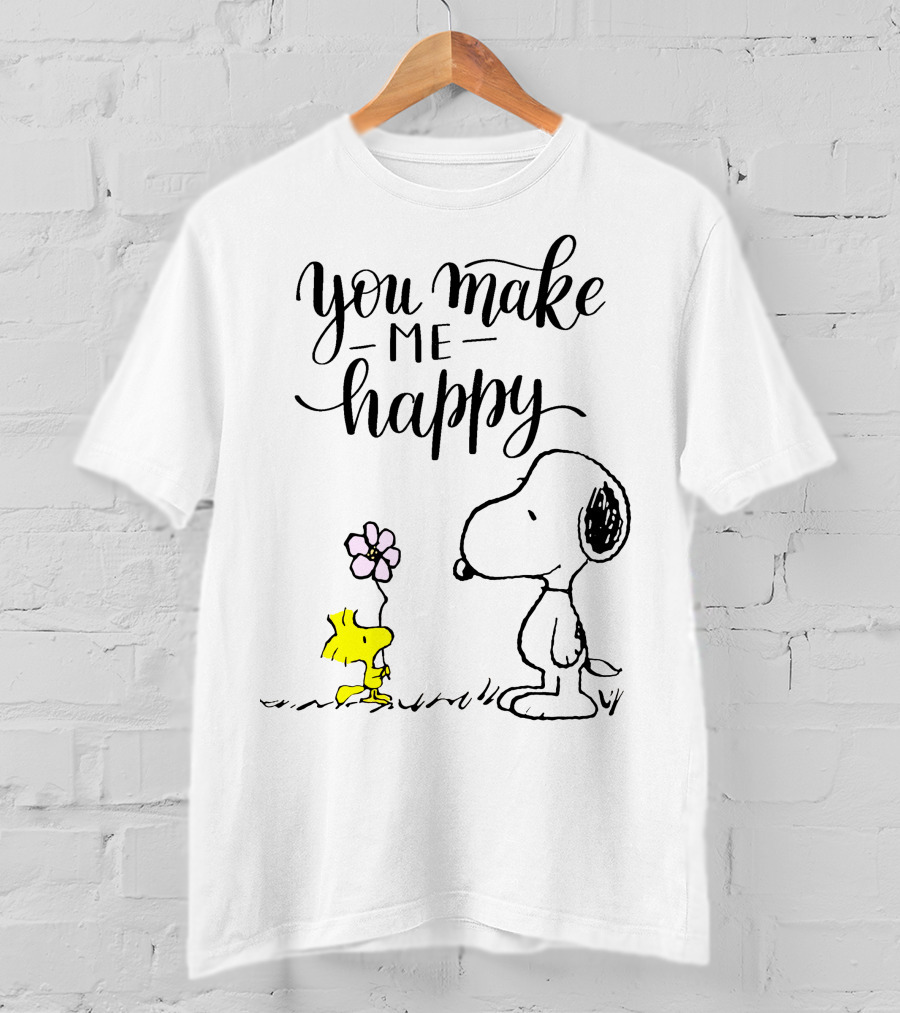 You Make Me Happy Snoopy And Woodstock Flower T-Shirt
