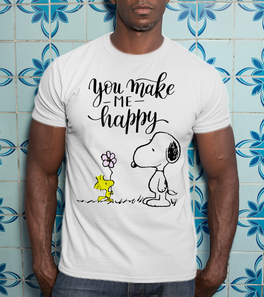 You Make Me Happy Snoopy And Woodstock Flower T-Shirt