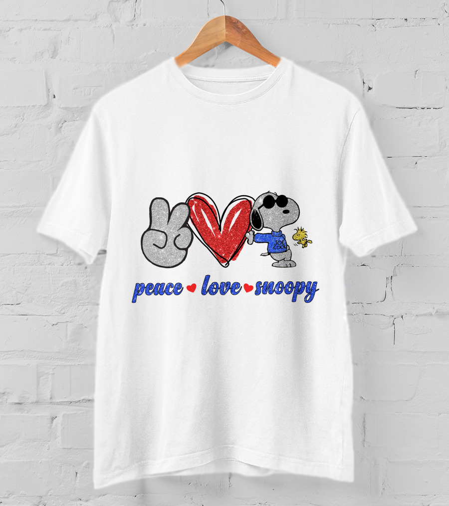 Peace Love Snoopy Woodstock Cool Joe Retro T-Shirt